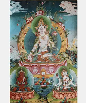 Archaize broderi Hvid Tara Buddha Hænge billeder håndværk