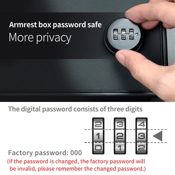 Armlæn Feltet Password Safe Tilbehør Opbevaring ABS/Læder Beskyttelse af Privatlivets fred for Toyota RAV4 2019 2020 2021