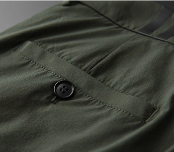 Army Grøn Sommer Herre Luksus Solid Farve Tynd Afslappet Mand, der Passer Bukser Mode Slim Fit Garn-farvet Plaid Mantrousers