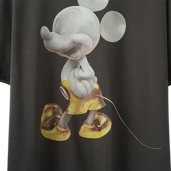 Artsnie Disney Mickey Mouse T Shirt Kvinder Sommer O-Hals, Korte Ærmer Løse Toppe Streetwear Mørk Grå Ladies Casual T-shirts