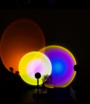 Atmosfære Led Nat Lys Rainbow Solnedgang Projektor Lampe til Hjemmet Coffe shop Baggrund vægdekoration USB Drive bordlampe