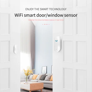 AUBESS Tuya Smart WiFi Dør-Sensor, Dør Åben / Lukket Detektorer Wifi Hjemme Alarm Kompatibel Med Alexa, Google Hjem Intelligent Liv App