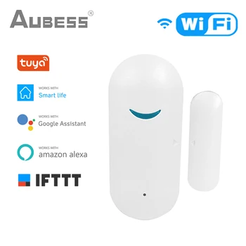 AUBESS Tuya Smart WiFi Dør-Sensor, Dør Åben / Lukket Detektorer Wifi Hjemme Alarm Kompatibel Med Alexa, Google Hjem Intelligent Liv App