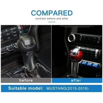 Auto-Carbon-Fiber Rød Mærkat Gear Shift Knappen Dække Trim for Ford Mustang-2019 Bil Indvendigt Tilbehør