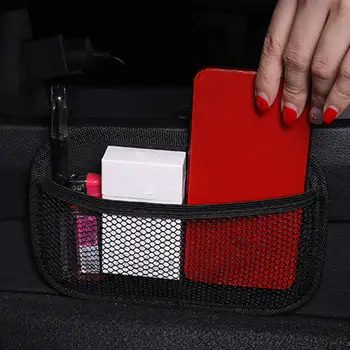 Auto Opbevaringspose Stick-Up Mesh Net Arrangør Pose Lomme Mobiltelefon Holder