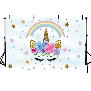 Avezano Baggrunde Fødselsdag, Baby Shower, Rainbow Unicorn Stjernede Barn Fotografering Baggrund Photo Studio Photozone Photocall Indretning