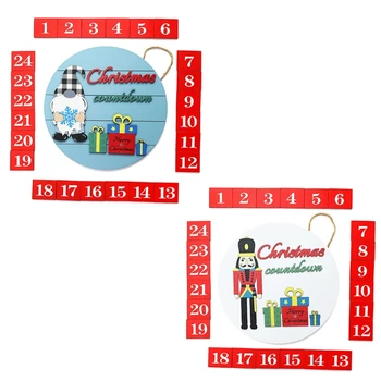 B03D Jul Træ-julekalender Runde skiltet med 24 Magnetiske Udskiftning Numre Døren Hængende Dekoration 24 dage