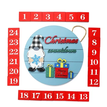 B03D Jul Træ-julekalender Runde skiltet med 24 Magnetiske Udskiftning Numre Døren Hængende Dekoration 24 dage