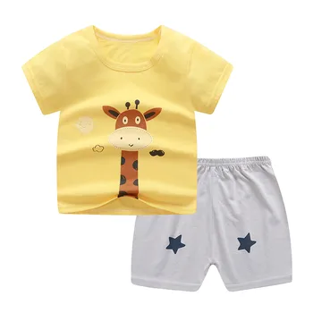 Baby boy tøj sæt 1-5Years Toddler Drenge Tegnefilm Print Mønster, Korte Ærmer Tøj Sommer-To-stykke Suite drenge børnetøj