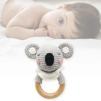 Baby Bøg Træ-Bidering Ring DIY-Hæklet Koala Rasle Sut Spædbarn Tænder at Tygge Molar Legetøj