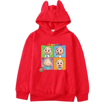 Baby Cocomelon Hoodie Kids Langærmet Shirt, Barn Pige Grafisk Kat Øre Sweatshirt Toddler Drenge Casual Sweater Boutique Outift