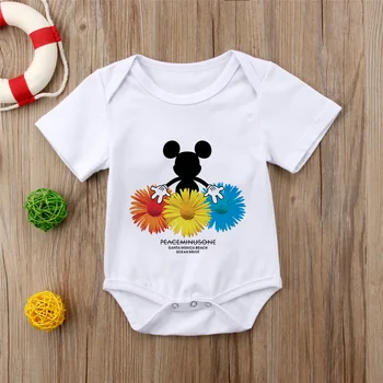 Baby Drenge Piger Romper Korte Ærmer Brev Disney Mickey Og Hans Venner Buksedragt Spædbarn Tøj Sommeren Nyfødte Baby Tøj