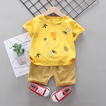 Baby Kids Tøj Sæt Sommer Fashion Style Børn, Drenge Tøj Sæt Ananas Herre Shirt, Toppe, Shorts 2stk