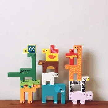 Baby Legetøj af Træ 3D Puslespil Kreative Dyr byggesten Børn, Træ Pædagogiske Montessori Toy Læring Puslespil