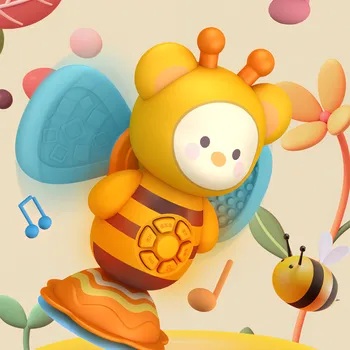 Baby Musikalske Rangler Legetøj Puslespil Bee Formet Musik, Spil, Kid Søde Sugekop Sikker Bidering Fodring Interaktive Tidlig Uddannelse Toy
