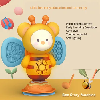 Baby Musikalske Rangler Legetøj Puslespil Bee Formet Musik, Spil, Kid Søde Sugekop Sikker Bidering Fodring Interaktive Tidlig Uddannelse Toy