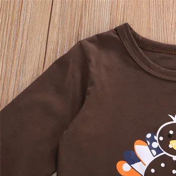 Baby Pige Thanksgiving Tøj Sæt Tyrkiet Trykt langærmet Top Sweatshirt + Nederdel 6M-5Y Børn Børn Festival Bomuld Tøj