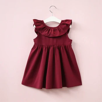 Baby Pige Tøj Sommer Kjole Solid Red Den Smukke Prinsesse Kawaii Designer Aften Elegante Kortærmet Gratis Fragt Børn Kostume