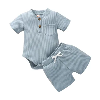Baby pige tøj Toddler Drenge Piger Bomuld Farve Stribe Klatring Tøj todelt Dragt hæld bébés nyfødte drenge tøj