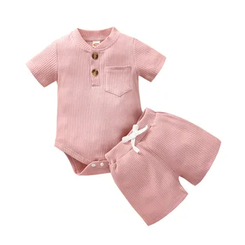 Baby pige tøj Toddler Drenge Piger Bomuld Farve Stribe Klatring Tøj todelt Dragt hæld bébés nyfødte drenge tøj