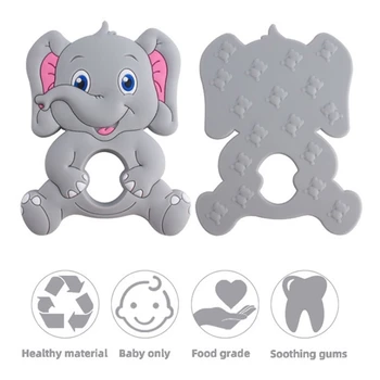 Baby Tegnefilm Elefant Form Bidering Silikone Perler Molar Legetøj Spædbarn Begyndervanskeligheder Sut Brusebad Gaver