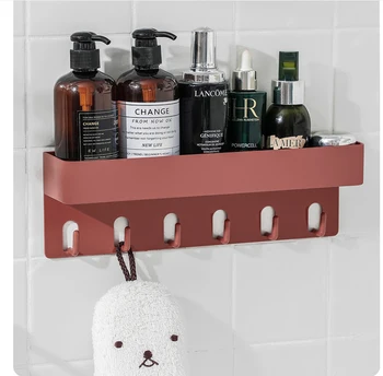 Badeværelse Arrangør Hylde Shampoo Kosmetiske Storage Rack Vægmonteret Køkken Hylde Husholdningsartikler Badeværelse Tilbehør