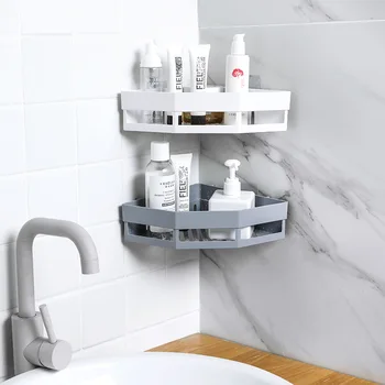 Badeværelse Hylde Brusebad Shampoo, Sæbe Arrangør Trekant Kosmetiske Punch Gratis Selvklæbende vægbeslag Storage Rack til Køkken Toilet