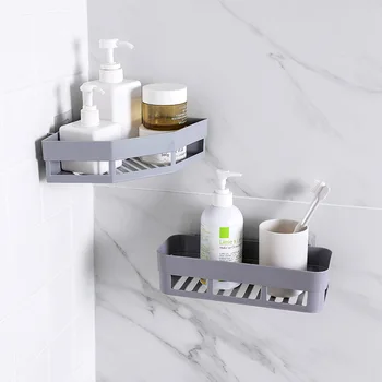 Badeværelse Hylde Brusebad Shampoo, Sæbe Arrangør Trekant Kosmetiske Punch Gratis Selvklæbende vægbeslag Storage Rack til Køkken Toilet
