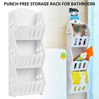 Badeværelse Storage Rack Punch-Gratis Wall-Monteret Med Super Lim Krog Rack Stue, Badeværelse Opbevaring Tilbehør Værktøjer