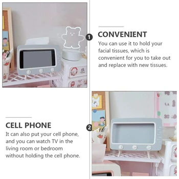 Badeværelse Telefonen Holder Stand Hylde til Forfængelighed Bordplader Bruser Kontor Dorm Retro-Tv Tissue Box Grå