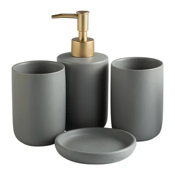 Badeværelse Tilbehør Sæt 3/4 Stykker keramik Sæt tandbørsteholder sæbedispenser Husstand porcelænsskål Dekoration pumpeflaske
