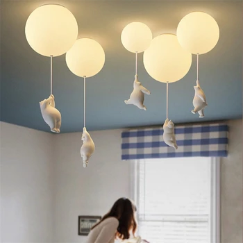 Ballon loftslampe For Børn lampe Soveværelse barn loft lampe isbjørn Indretning LED Baby Drenge Gilr værelses lampe inventar