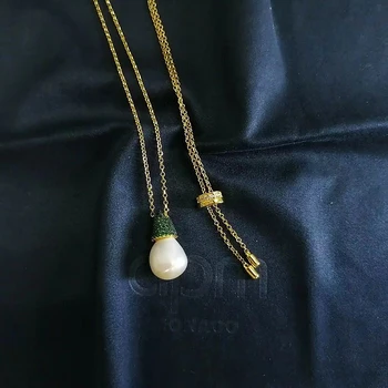 Barok stil perle halskæde 925 Sterling Sølv micro sæt med zircon udsøgte mode elegant high-end kvinders stil