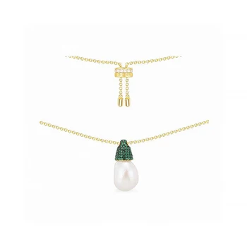 Barok stil perle halskæde 925 Sterling Sølv micro sæt med zircon udsøgte mode elegant high-end kvinders stil