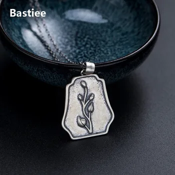 Bastiee 925 Sterling Sølv Halskæde Vedhæng Træet Mønster Vintage Luksus Smykker Til Kvinder, Mænd, Etniske Kæde Smykker