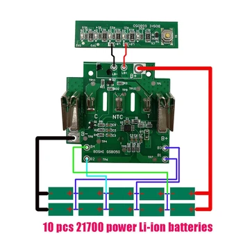BAT618 Batteri Plast Kan Være Fyldt med 10 x 21700 Li-Ion Batteri PCB Kredsløb for 18V BAT610 BAT609G