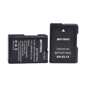 Batmax 2stk EN-EL14 DA-EL14A Kamera Batteri med boks til Nikon D3100 D3200 D3300 D3400 D3500 D5600 D5100 D5200 P7000 P7800