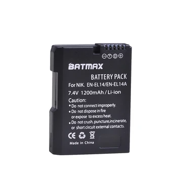 Batmax 2stk EN-EL14 DA-EL14A Kamera Batteri med boks til Nikon D3100 D3200 D3300 D3400 D3500 D5600 D5100 D5200 P7000 P7800