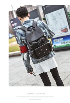 BB960 koreanske læder mode personlighed fritid tendens rygsæk studerende Stor kapacitet rejse rygsæk
