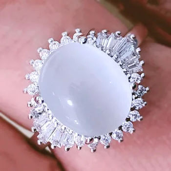 Bedst sælgende naturlig sten ring indlagt med zircon Europæiske og Amerikanske mode bryllup forlovelsesringe
