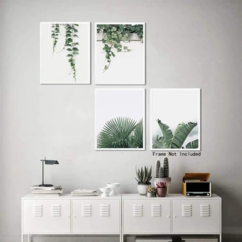 Bedste Grønne Blade Plante Væg Kunst, Lærred Print til Soveværelse Plante Væggen dekoration til Soveværelse, Stue, boligindretning