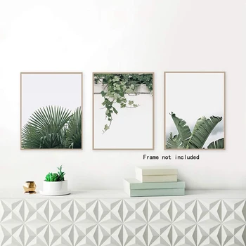 Bedste Grønne Blade Plante Væg Kunst, Lærred Print til Soveværelse Plante Væggen dekoration til Soveværelse, Stue, boligindretning