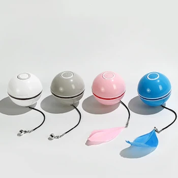 Bedste Kat Legetøj, Farverig LED-Selv Roterende Kugle med Katteurt Bell og Fjer Legetøj USB-Genopladelige Kat Killing Bolden Toy