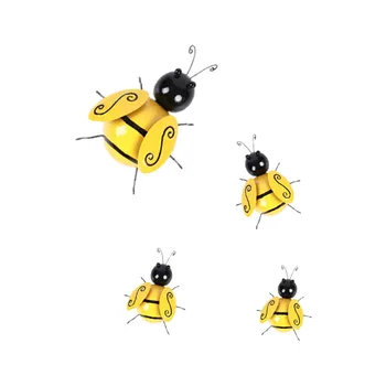 Bee Figurer Samling Dekorative Metal Bumble Bee Bugs Have Accenter Græsplæne Ornamenter Skulptur Udendørs Haven Indretning Sæt af 4