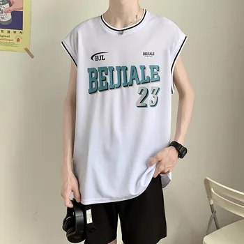 BEIJIALE 23 Mænds Basketball Vest Sommeren koreanske Version Af Hong Kong Tendens Mærke Sport Og Fritid Løs Ærmeløs T-shirt