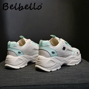 Belbello Efteråret nye stil Åndbar studerende alsidig sneaker Daddy sko Street Foto Kvinder Casual sko