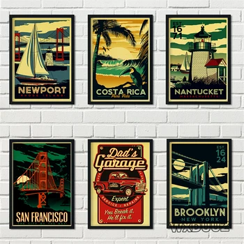 Berømte turistattraktion i San Francisco landskab vintage Home Decor Maleri væg kunst, levende Kunst, Indretning, plakater, lærred maleri