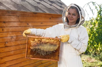 Biavl Værktøjer Bee Forebygge Stikkende Anti-skæring Handsker Fåreskind Lærred Gul Netto Klud Beskyttelseshandsker Af Tilbehør