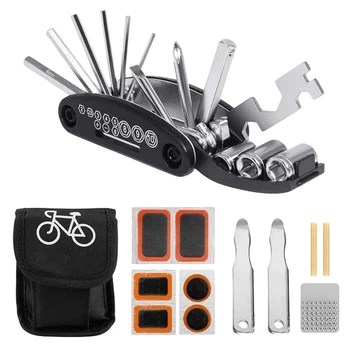 Bike cykel Reparation Værktøj, Cykling Multifunktionelle Mekaniker Rette Værktøjer Sæt Taske, 16 i 1 Multifunktions Værktøj