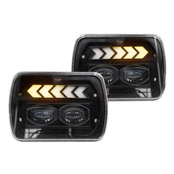 Bil 5 X 7 Tommer LED-Pladsen DRL Kørelys Lampe Spot Høj Lav Beam Dynamisk blinklys Lys for Jeep Wrangler 2007-2017